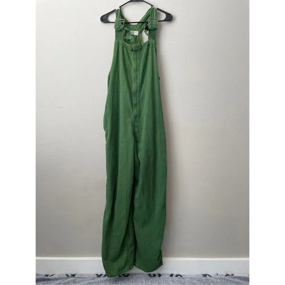 SOLD Free People We The Free Hunter Denim Overall in Spring Green Size Small - Picture 2 of 12